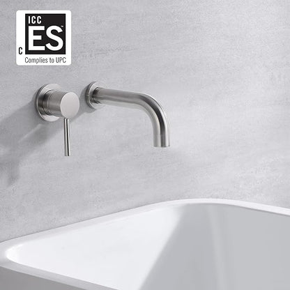 SUMERAIN Bathtub Faucet Brushed Nickel Wall Mount Tub Filler Single Left-Handed Handle