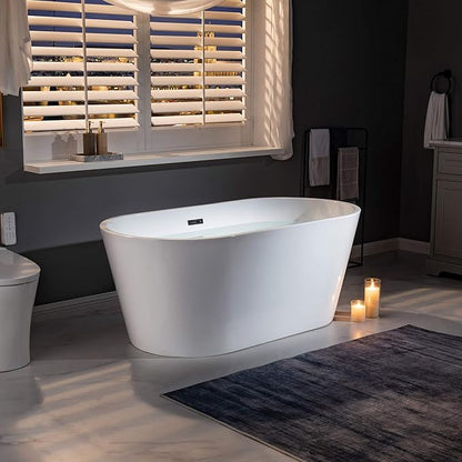 WOODBRIDGE BTA1514-MB-Drain &O+ Pillow Bathtub, Black