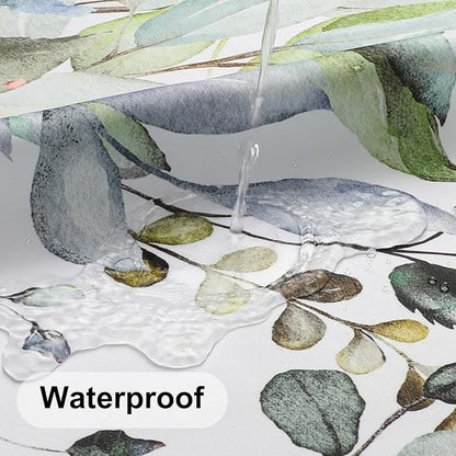 Colorful Star Sage Green Eucalyptus Waterproof Shower Curtain Set with Hooks, Minimalist Watercolor Floral Print Bathroom Décor, Plant Leaves Washable Fabric Shower Curtain, 36 x 72 Inch