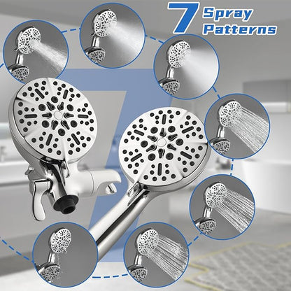 Dual Shower Faucet Set With Tub Spout - Complete Combo System With Handheld and Head - Trim Kit Chrome Polished Fixtures