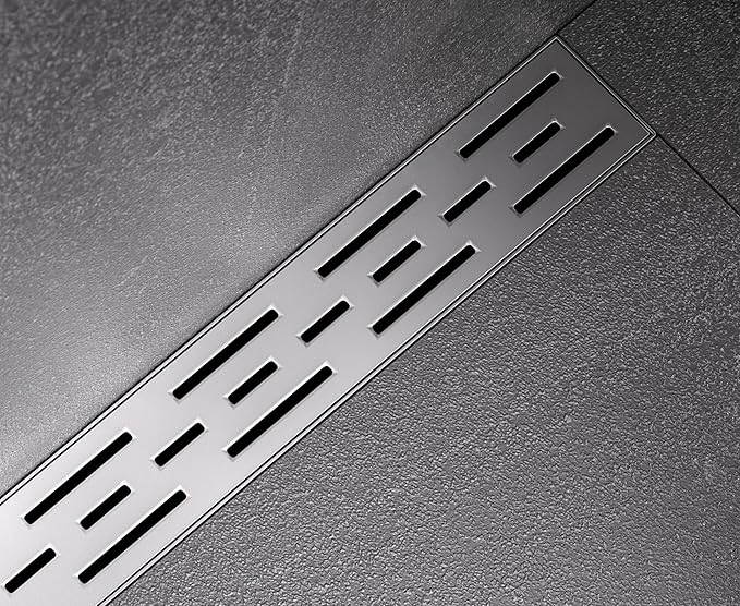 HEATGENE 36-Inch Linear Shower Drain in Brushed - Stainless Steel Rectangular Shower Floor Drain - Removable Decorative Cover - Adjustable Leveling Feet - CUPC Certified