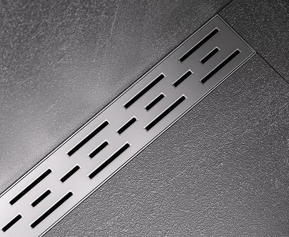 HEATGENE 12-Inch Linear Shower Drain in Brushed - Stainless Steel Rectangular Shower Floor Drain - Removable Decorative Cover - Adjustable Leveling Feet - CUPC Certified