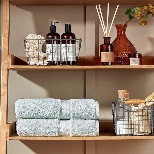 Christy Renaissance 6 Piece Blue Towel Set | 100% Egyptian Cotton | Luxury Bathroom Towels | Soft and Super Absorbent | 675 GSM | 2 Bath 2 Hand 2 Face | Eggshell