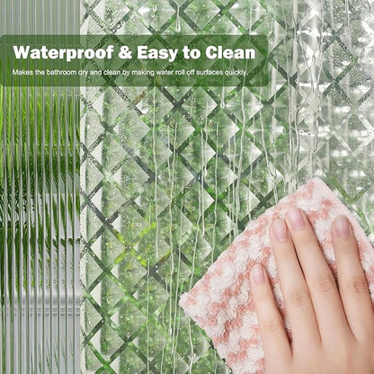 UFRIDAY 75 inch Long Plastic Clear Shower Curtain Liner,Waterproof Shower Liner Transparent 3D Water Cube Bath Curtain 72x75 inches See Through Shower Curtains Liner Clear with 3 Strong Magnets