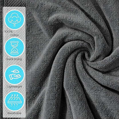 Cloudura Luxury Bath Towels-100% Cotton | Quick Dry | Lightweight | Thick I Good for Spa,Gym & Hotel Quality,(27'x54')-Soft & Absorbent (Charcoal Grey, Set of 2)