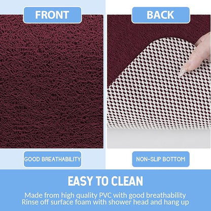 Non-Slip Bathtub Mat, Anti Slip Shower Mat, Fast Drying Bathtub Mats, Foot Scrubber Mat, Anti Slip Mat for Tub, Floor, Bathroom, Kitchen, Home, Hotel (Wine Red 32"×17")
