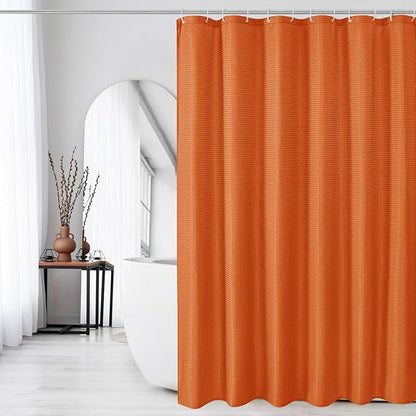 Gibelle Small Stall Shower Curtain 36 x 72, Narrow Half Waffle Weave Textured Fabric Shower Curtain for Bathroom, Water Repellent, Machine Washable, Burnt Orange