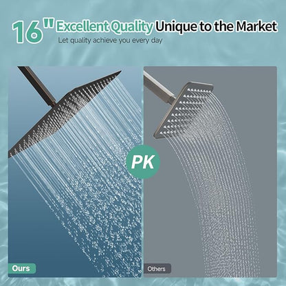 SR SUN RISE Luxury 16 Inch Extra Large Square Stainless Steel Shower Head High Pressure Rainfall Showerhead Ultra Thin Water Saving Oil Rubbed Bronze 2.5 Gpm