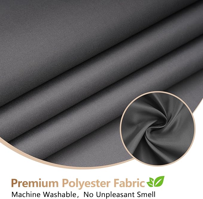 Charcoal Grey Fabric Stall Shower Curtain Liner 36 x 78 inch, Waterproof Cloth Shower Liner Washable with 2 Large Magnets, Narrow Bathroom Shower Curtain for Single Stall