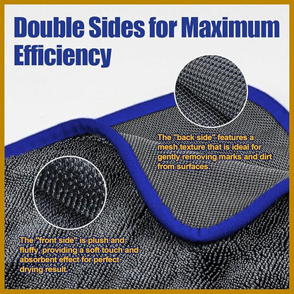 Airlab Microfiber Towels for Cars Wash Drying Extra Large Super Absorbent Cleaning Cloth Auto Detailing Ultra Soft, Lint-Free, Streak-Free, 35 x 24 Inch, Pack of 1, Grey-Blue, 600 GSM