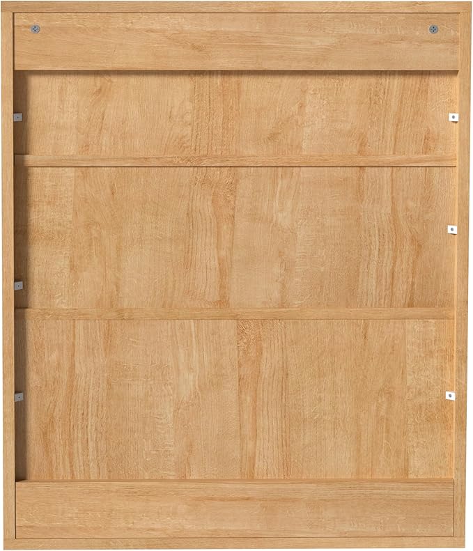 Fluted Bathroom Wall Cabinet Over The Toilet Storage,Wall Mounted Cabinet with Adjustable Shelf,Floating Cabinet Organizer Hanging Cabinet,Kitchen and Laundry Room Cabinets (Oak-2 PCS)