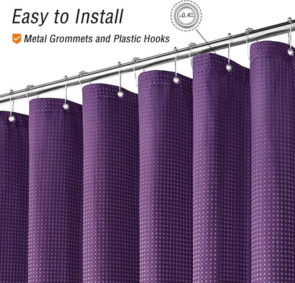Gibelle Purple Shower Curtain, Waffle Weave Textured Fabric Shower Curtain for Bathroom - Soft Cloth & Hotel Spa Luxury, Water Repellent, Machine Washable, 72X72, Purple