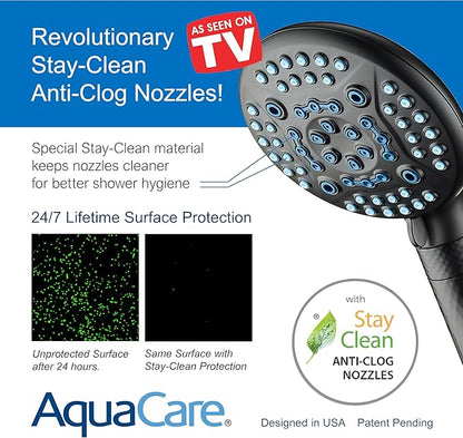 AquaCare 4X High Pressure 10-mode Filter Handheld Shower Head with Dual Power Wash - Clean Tub, Tile & Pets, Remove Chlorine, Metals & Toxins from Water to Protect Skin, Hair & Nails. Matte Black