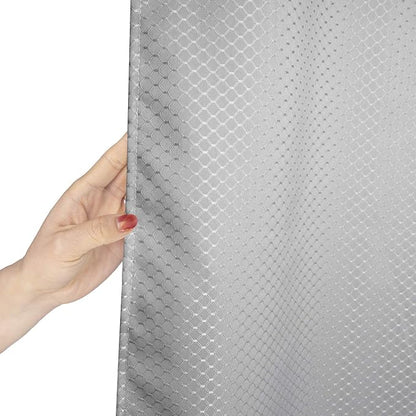 AooHome 75 Inch Long Shower Curtain, Durable Polyester 72" Width Bathroom Curtain Waffle Weave Plaid Design with Hooks, Weighted Bottom, Heavy Duty, Water Repellent, 72x75 Inch, Gray