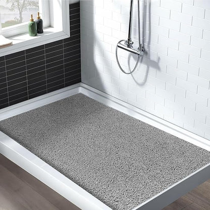 Shower Mat Non Slip: 59 x 35.4 Inch Extra Large Shower Mats for Inside Shower with Drain Hole - Soft PVC Loofah Anti Slip Shower Stall Mat for Walk-in Shower and Bathroom, Quick Drying