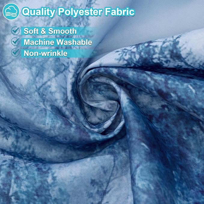 ORTIGIA 84 Inch Extra Wide Blue Misty Forest Shower Curtain for Bathroom, Nature Woodland Shower Curtain Set with Hooks, Decorative Pine Tree Fog Magic Bath Curtain, Waterproof Fabric, 84x72