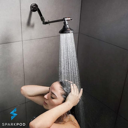 SparkPod 11" Solid Brass Shower Head Extension Arm - Flexible Height & Angle Adjustable Shower Arm Extension for Rain Showerheads with Sturdy Lock - Universal Pipe Connection (Oil-Rubbed Bronze)