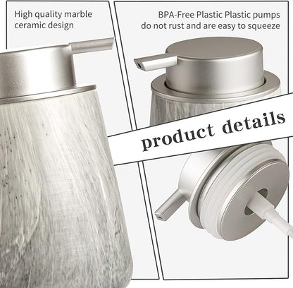 Enra Ceramic Foaming Soap Dispenser,12 oz GrayHand Foam Soap Dispenser for Bathroom Kitchen with Easy-to-Press Pump(Gray Foam Type)