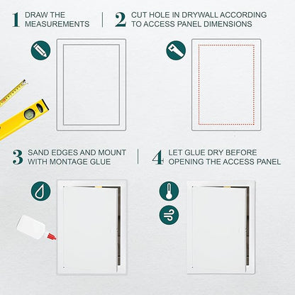 10" x 14" White Metal Access Panel. Service Shaft Door Panel. Plumbing, Electricity, Heating, Alarm Wall Access Panel for Drywall. Bathroom Services Access Hole Cover.