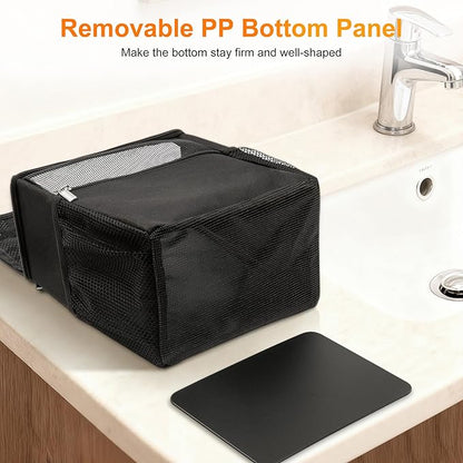 Mesh Shower Caddy Hanging Portable, Bathroom Caddy Organizer for College Dorm Essentials, Shower Tote Bag with Built-in Hook for Beach, Swimming, Gym camping Black