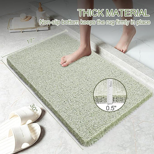 Joyhalo Shower Mats for Showers Anti Slip for Elderly, 30'' x 17'' Non Slip Bath Mat for Inside Shower, Bath Tub Mats for Bathroom Non Slip for Shower, PVC Loofah Bathroom Mats, Mint Green