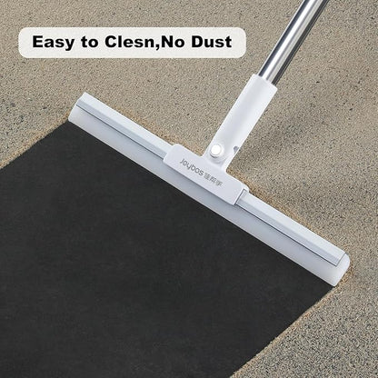 JOYBOS Rubber Squeegee for Floor, 50'' Long Handle Floor Squeegee Broom, Silicone Broom for Pet Hair Remover, Sweeper Window Squeegee for Floor, Tile, Grout, Brick, Decks, Garages,Basement
