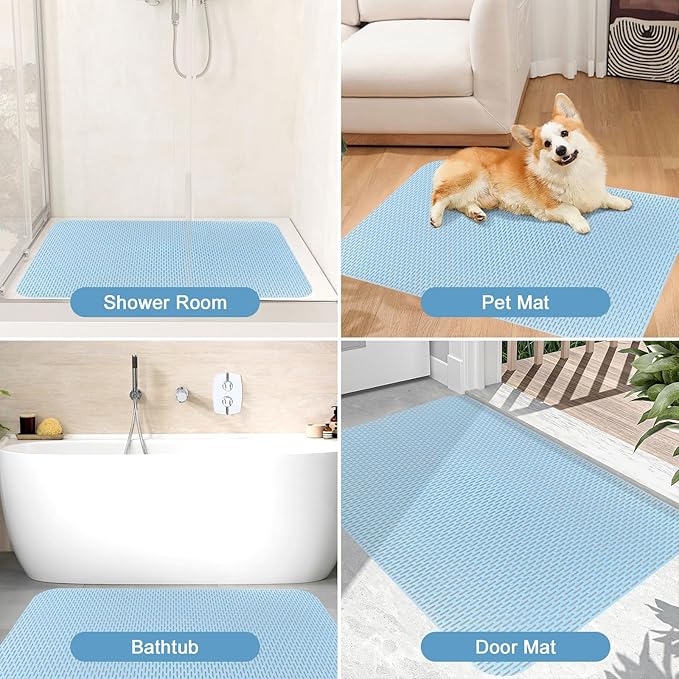 Square Shower Mat: 32"x32" Extra Large Non Slip Shower Mats for Inside Shower, Trimmable PVC Anti Slip Shower Stall Mats, Quick Dry Stand Up Shower Mat for Elderly, Kids