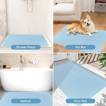 Extra Large Shower Mat: 47"x32" Non Slip Shower Mats for Inside Shower, PVC Anti Slip Shower Stall Mats No Odor, Trimmable Walk in Shower Mats for Elderly Kids