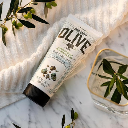 KORRES Olive Body Lotion for Dry Skin, Moisturizer Cream with Vitamin E, Aloe and Pure Greek Olive Oil for Body Care, Hydrating and Nourishing for Smooth, Supple Skin, Sea Salt Scented, 6.76 fl oz