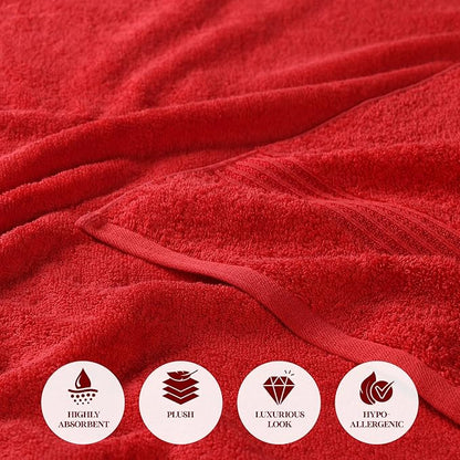 Superior Egyptian Cotton Face Towel/Washcloth Set, Small Towels for Home Bathroom, Master, Guest Bath, Decor Essentials, Quick Dry, Absorbent, Spa, Hotel, Resort, Adult, Kids, Set of 10, Red