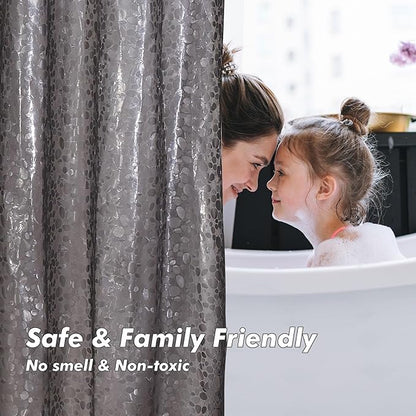 Bostofy Waterproof Shower Curtain Liner EVA 8G - Rust-Proof Hooks, Heavy-Duty Magnets - Enhance Your Bathroom with Durability and Elegance, 72L x 84H Inches