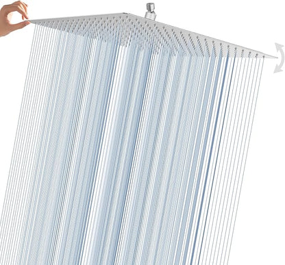 Oversize Rain Shower Head, Ultra Thin 16 Inch Square Stainless Steel Rainfall Shower Head with 360° Rotation, High Pressure Waterfall, Full Body Coverage, Brush Nickel