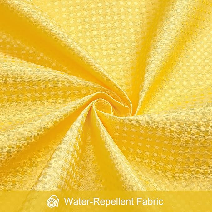 3 in 1 Shower Curtain Set, Yellow Waffle Shower Curtain and PEVA Liner Set with 12 Stainless Steel Shower Curtain Hooks, Waterproof Shower Curtains for Bathroom, 72 W x 72 H