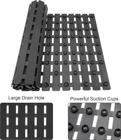 MBOSS Bath Tub Shower Mat Non Slip Bathtub Mats for Bathroom Shower Floor Mat Bath Mats for Shower Tub Anti Slip Shower Mat with Drain Hole and Large Suction Cups (Black, 37.5 X 15.7 Inch)