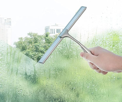 Shower Squeegee for Shower Doors 10 Inch Bathroom Squeegee for Windows,Kitchen,Mirror and Car Glass, Stainless Steel with Adhesive Hook