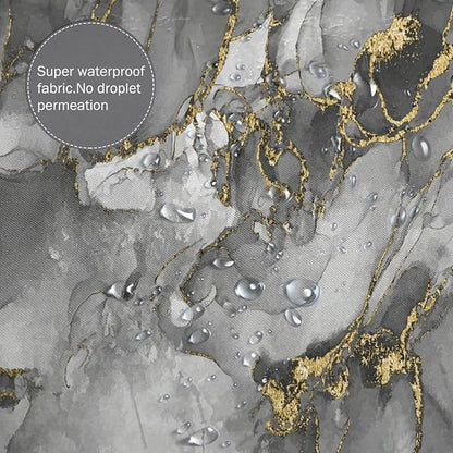 Domoku Brown Gold Marble Shower Curtain,Brown Golden Cracked Lines Abstract Modern Shower Curtain for Bathroom Decor,Waterproof Texture Washable Fabric Shower Curtain,72 X 72