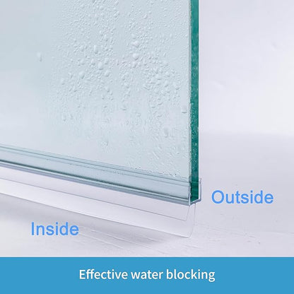 Shower Door Bottom Seal 2-Pack 1/4" x 39" Frameless Glass Shower Door Seal Strip Stop Leaks Create a Water Barrier with Extra Long Lip Covers up to 0.787" (20mm) Gap Replacement Bottom Seal