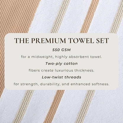 Great Bay Home Decorative Bath Towel Set - Luxury Cotton 6 Piece Towel Set - 2 Bath Towels, 2 Hand Towels, 2 Washcloths - Luxurious, Ultra-Soft, Durable Towel for Bathroom Decor (Clay/Taupe)
