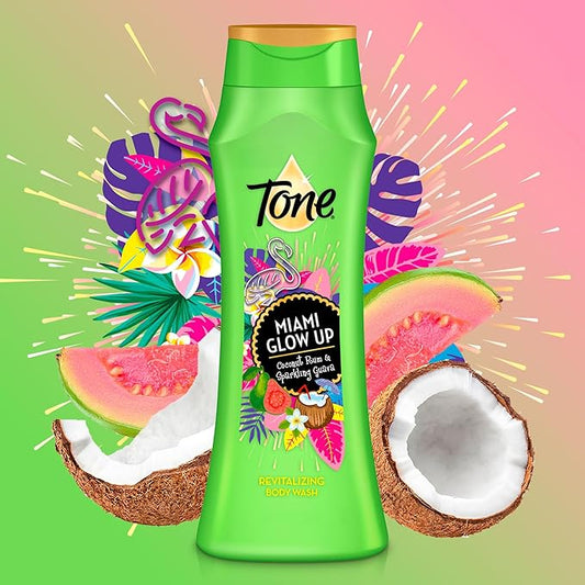 Tone Body Wash, Miami Glow Up, 16 fl oz (Pack of 6)