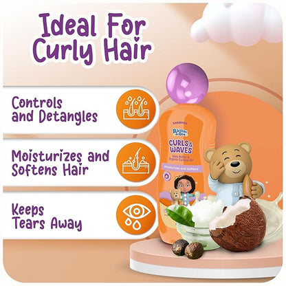 Ricitos de Oro Curls & Waves Shampoo: Defines & Highlights Natural Curls, Moisturizes & Smoothes, Frizz Control, Deep Cleanses Scalp, Baby Shampoo, Ideal for Kids & Toddlers, 16.9 oz, 2-Pack