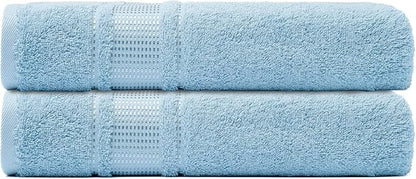 Melissa Linen, 2 Piece, Ocean Blue Bath Towels, 100% Turkish Cotton Bath Towels for Bathroom, Absorbent, Quick Dry, Durable and Soft Shower Towel, 28 in x 55 in, Spa and Hotel Quality