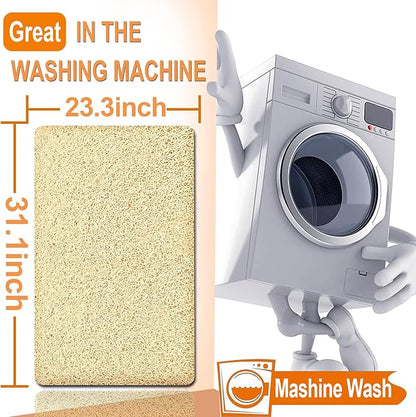 Shower Mats Non Slip for Elderly, 24x32’’Lager Loofah Bath Mats for Shower, Non-Slip Bath Mat for Elderly-Beige