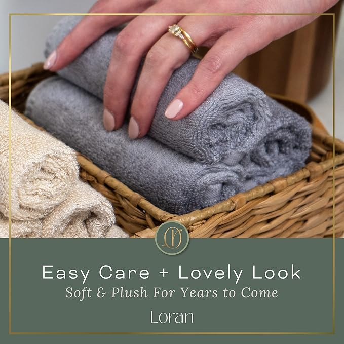 Silver Grey Washcloths Set of 6 Soft Facial Cloths 10” x 10” 100% Viscose Derived from Bamboo Spa-Like Feel Silky Face Cloth for Skin Cleansing
