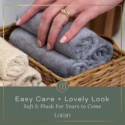 Silver Grey Washcloths Set of 6 Soft Facial Cloths 10” x 10” 100% Viscose Derived from Bamboo Spa-Like Feel Silky Face Cloth for Skin Cleansing