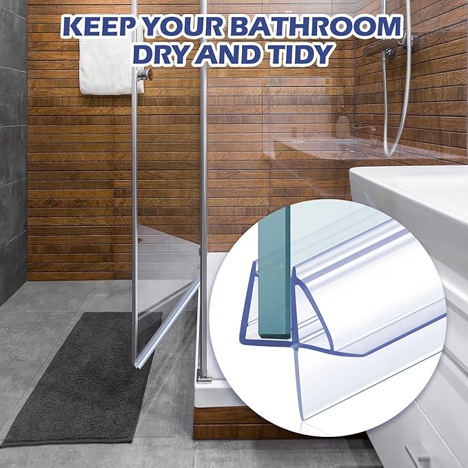 Frienda 4 Pcs Shower Door Bottom Seal 1/2" x 36' Clear PVC Glass Door Sweep Shower Frameless Seal Strip for Replacement Stopping Leaks and Creating Water Barrier