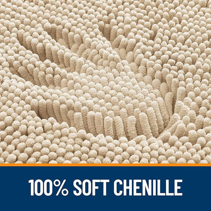 OLANLY Bathroom Rugs 70x24, Extra Soft Absorbent Chenille Bath Rugs, Rubber Backing Quick Dry, Machine Washable Bath Mats for Bathroom Floor, Tub and Shower, Home Decor Accessories, Beige