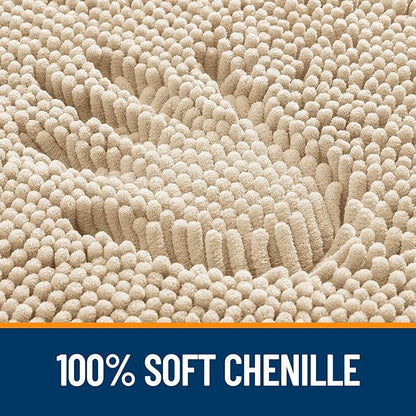 OLANLY Bathroom Rugs 59x35, Extra Soft Absorbent Chenille Bath Rugs, Rubber Backing Quick Dry, Machine Washable Bath Mats for Bathroom Floor, Tub and Shower, Home Decor Accessories, Beige