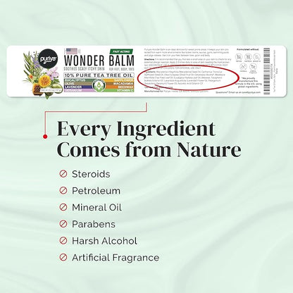 Tea Tree Oil Balm, Extra Strength, Pair Well with Jock Itch Cream, Spray, Athletes Foot, Ringworm Cream for Human, Rash Cream, Fast Acting for Dry, Itchy Skin, Plant Powered Wonder Balm