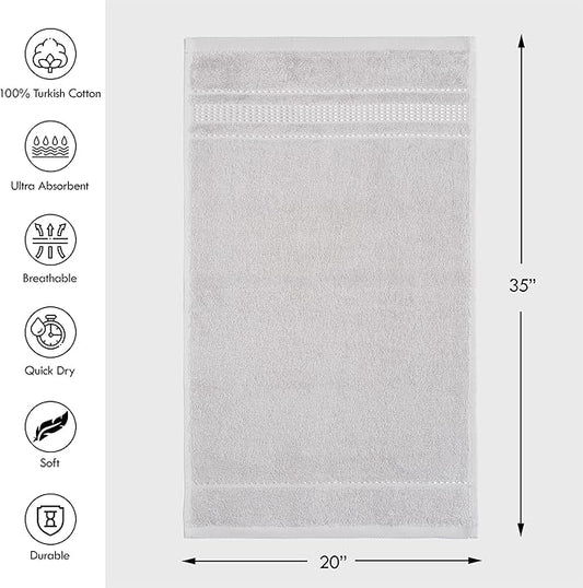 Melissa Linen, 2 Piece Hand Towel Set, 100% Turkish Cotton Face Hand Towels for Bathroom, 20 in x 35 in, Absorbent, Quick Dry, Durable and Soft, Spa and Hotel Quality, Grey