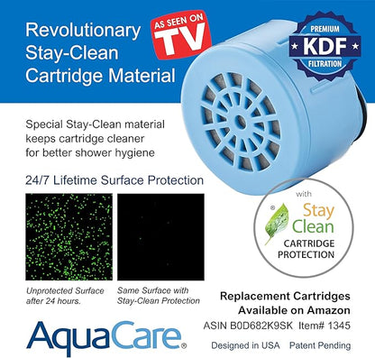 AquaCare Skin & Hair - World's Only Shower Head Combo Filter with Built-in 3-way Water Diverter, ON/OFF Filtration Modes, Instant Cartridge Reload & Stay-Clean American KDF Cartridge, Chrome Finish
